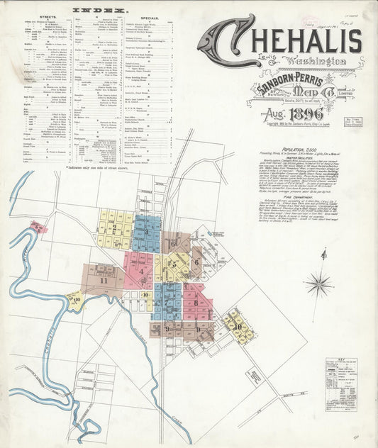 Sanborn Fire Insurance Map from Chehalis, Lewis County, Washington. (1896) – Historic Sanborn Fire Insurance Map Print