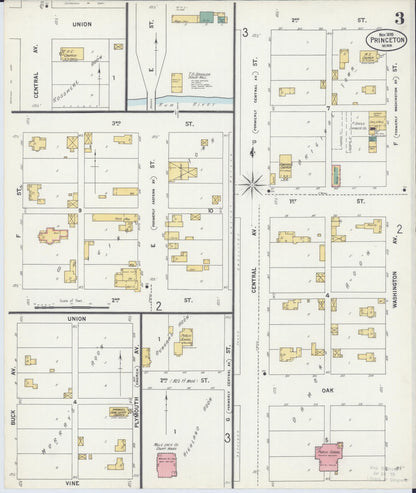 Sanborn Fire Insurance Map from Princeton, Mille Lacs County, Minnesota (1899), Sheet #0003 - Historic Sanborn Fire Insurance Map Print, vintage old map wall art, antique decor, genealogy gift, Minnesota Minnesota map