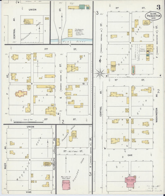 Sanborn Fire Insurance Map from Princeton, Mille Lacs County, Minnesota (1899), Sheet #0003 - Historic Sanborn Fire Insurance Map Print, vintage old map wall art, antique decor, genealogy gift, Minnesota Minnesota map