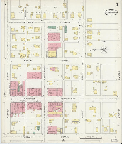 Sanborn Fire Insurance Map from Alexandria, Madison County, Indiana (1896), Sheet #0003 - Historic Sanborn Fire Insurance Map Print, vintage old map wall art, antique decor, genealogy gift, Indiana Indiana map