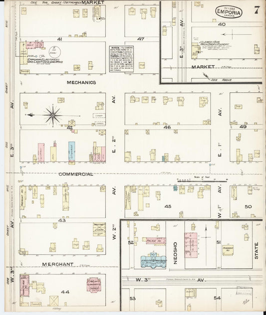 Sanborn Fire Insurance Map from Emporia, Lyon County, Kansas (1884), Sheet #0007 - Historic Sanborn Fire Insurance Map Print, vintage old map wall art, antique decor, genealogy gift, Kansas Kansas map