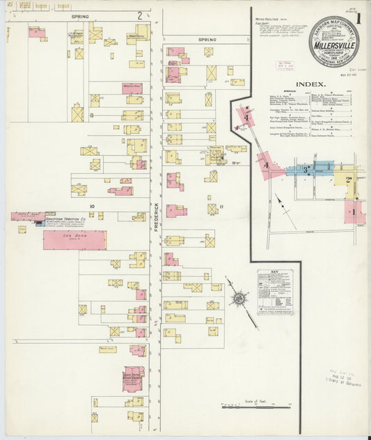 Sanborn Fire Insurance Map from Millersville, Lancaster County, Pennsylvania (1912), Sheet #0001 - Complete Map Set gallery image, historic Sanborn map, vintage wall art, Pennsylvania Pennsylvania