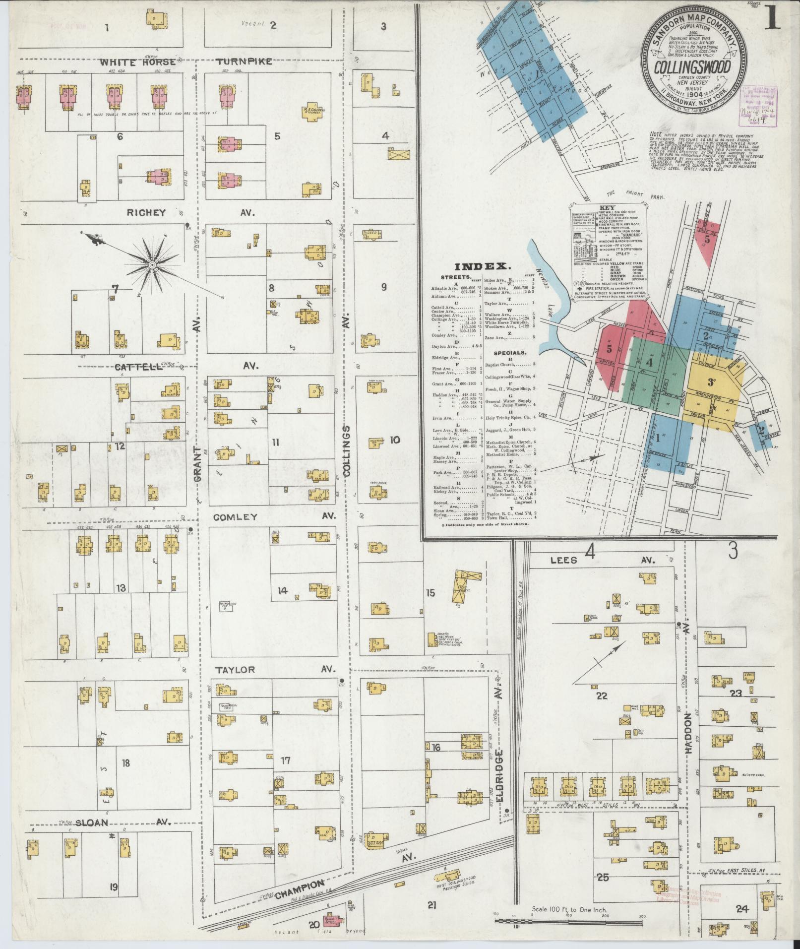 Sanborn Fire Insurance Map from Collingswood, Camden County, New Jersey. (1904) – Historic Sanborn Fire Insurance Map Print