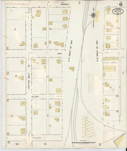 Sanborn Fire Insurance Map from Wylie, Collin County, Texas (1934), Sheet #0006 - Historic Sanborn Fire Insurance Map Print, vintage old map wall art, antique decor, genealogy gift, Texas Texas map