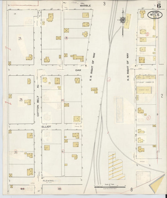 Sanborn Fire Insurance Map from Wylie, Collin County, Texas (1934), Sheet #0006 - Historic Sanborn Fire Insurance Map Print, vintage old map wall art, antique decor, genealogy gift, Texas Texas map