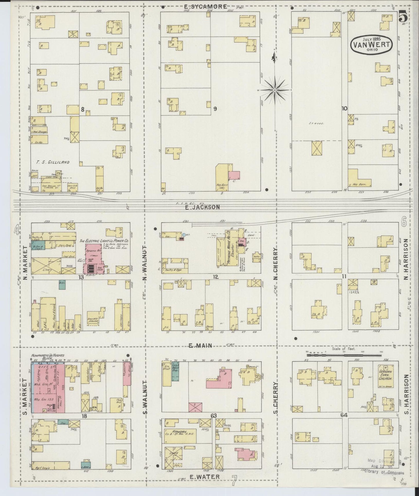 Sanborn Fire Insurance Map from Van Wert, Van Wert County, Ohio (1895), Sheet #0005 - Complete Map Set gallery image, historic Sanborn map, vintage wall art, Ohio Ohio