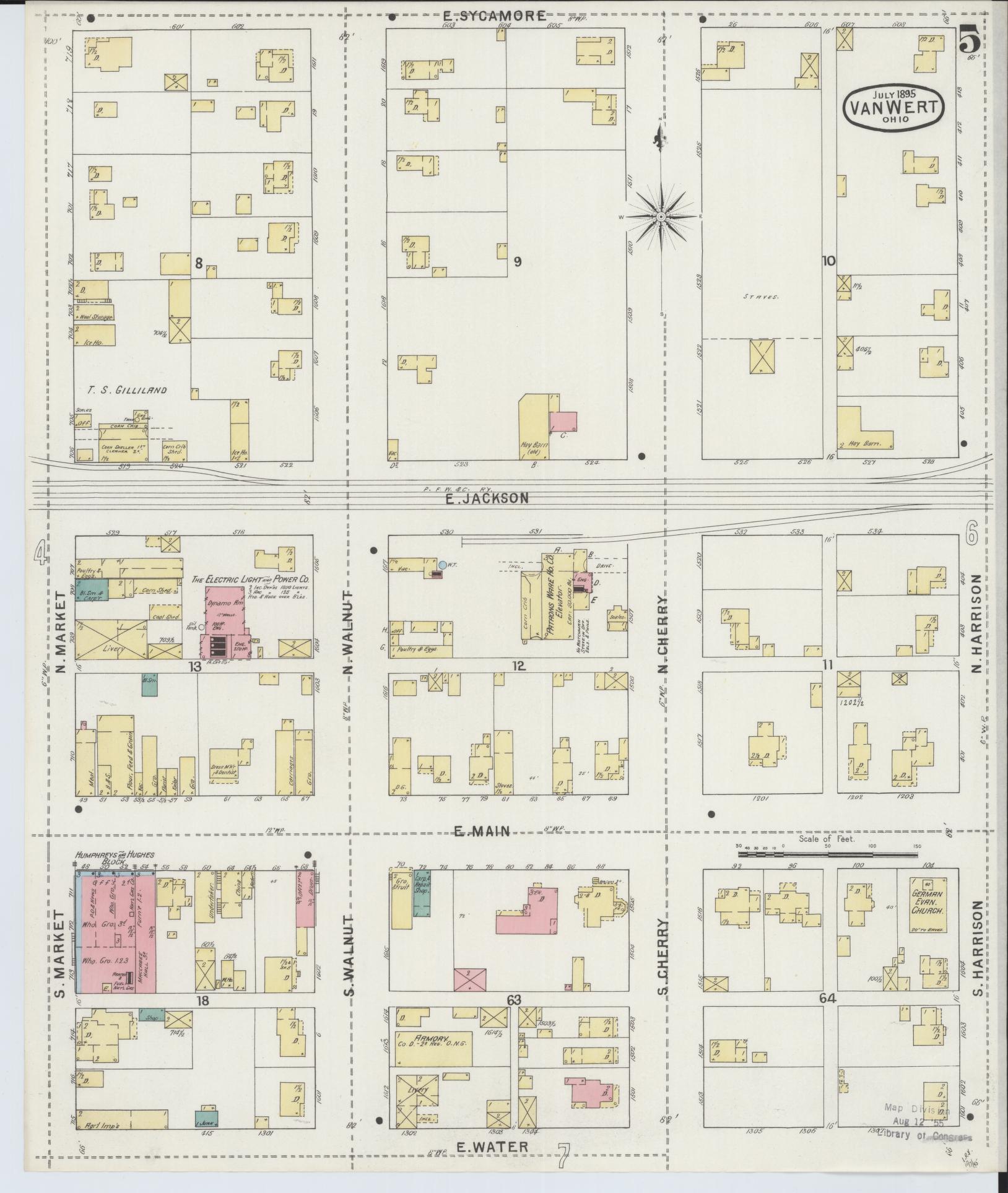 Sanborn Fire Insurance Map from Van Wert, Van Wert County, Ohio (1895), Sheet #0005 - Complete Map Set gallery image, historic Sanborn map, vintage wall art, Ohio Ohio