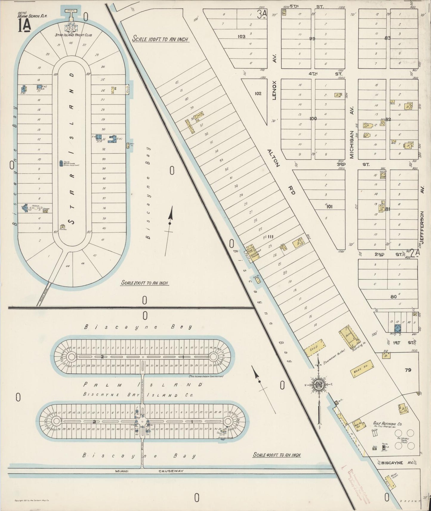 Sanborn Fire Insurance Map from Miami Beach, Dade County, Florida (1921), Sheet #0001 - Complete Map Set gallery image, historic Sanborn map, vintage wall art, Florida Florida
