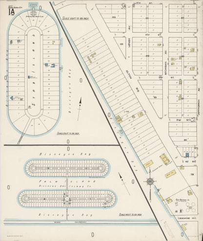 Sanborn Fire Insurance Map from Miami Beach, Dade County, Florida (1921), Sheet #0001 - Complete Map Set gallery image, historic Sanborn map, vintage wall art, Florida Florida