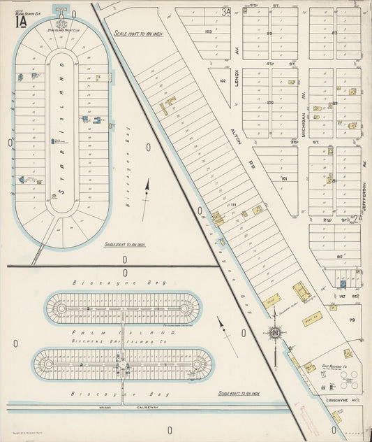 Sanborn Fire Insurance Map from Miami Beach, Dade County, Florida (1921), Sheet #0001 - Complete Map Set gallery image, historic Sanborn map, vintage wall art, Florida Florida