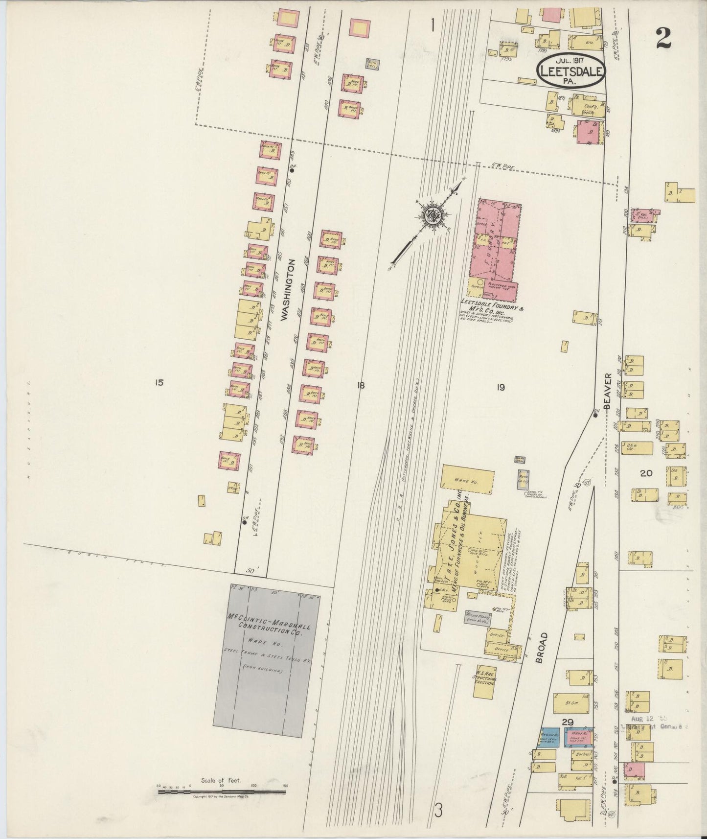 Sanborn Fire Insurance Map from Leetsdale, Allegheny County, Pennsylvania (1917), Sheet #0002 - Historic Sanborn Fire Insurance Map Print, vintage old map wall art, antique decor, genealogy gift, Pennsylvania Pennsylvania map