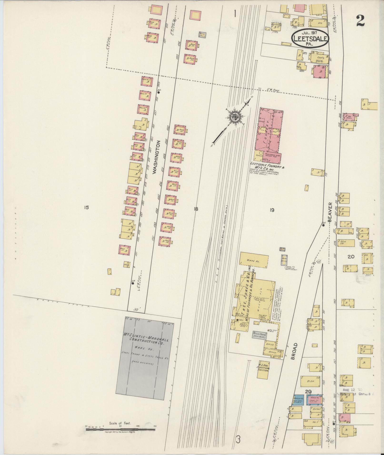 Sanborn Fire Insurance Map from Leetsdale, Allegheny County, Pennsylvania (1917), Sheet #0002 - Historic Sanborn Fire Insurance Map Print, vintage old map wall art, antique decor, genealogy gift, Pennsylvania Pennsylvania map