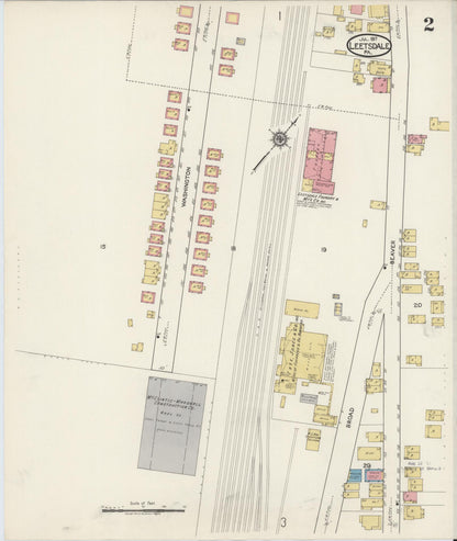 Sanborn Fire Insurance Map from Leetsdale, Allegheny County, Pennsylvania (1917), Sheet #0002 - Historic Sanborn Fire Insurance Map Print, vintage old map wall art, antique decor, genealogy gift, Pennsylvania Pennsylvania map