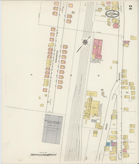 Sanborn Fire Insurance Map from Leetsdale, Allegheny County, Pennsylvania (1917), Sheet #0002 - Historic Sanborn Fire Insurance Map Print, vintage old map wall art, antique decor, genealogy gift, Pennsylvania Pennsylvania map