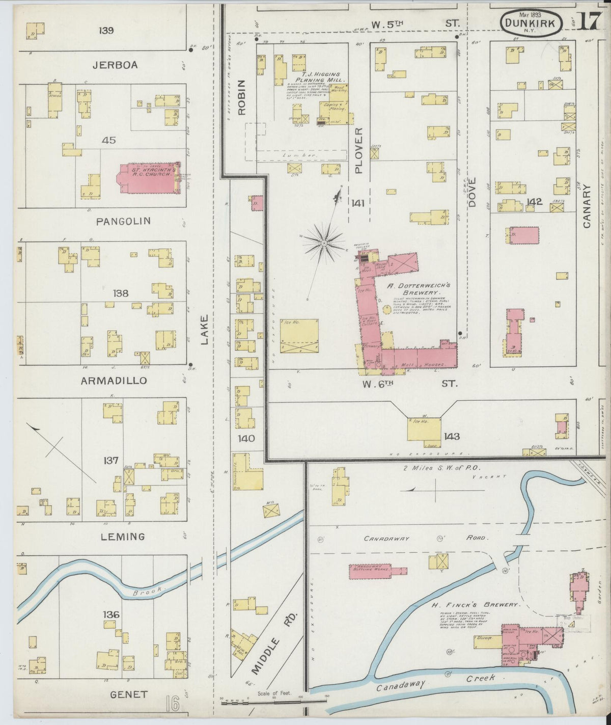 Sanborn Fire Insurance Map from Dunkirk, Chautauqua County, New York (1893), Sheet #0017 - Historic Sanborn Fire Insurance Map Print, vintage old map wall art, antique decor, genealogy gift, New York New York map