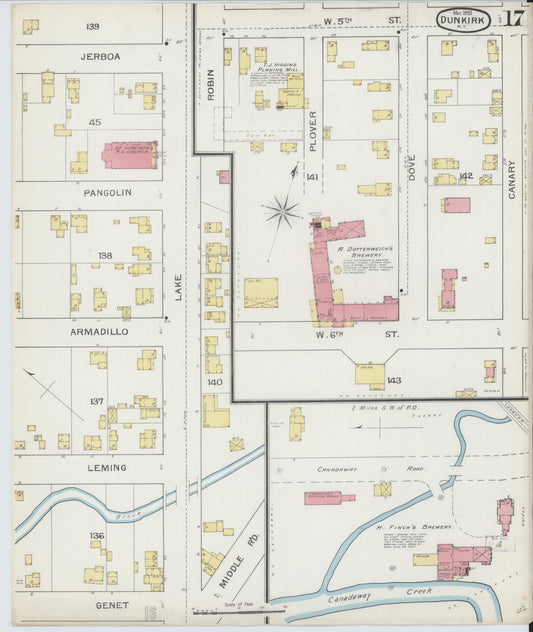 Sanborn Fire Insurance Map from Dunkirk, Chautauqua County, New York (1893), Sheet #0017 - Historic Sanborn Fire Insurance Map Print, vintage old map wall art, antique decor, genealogy gift, New York New York map
