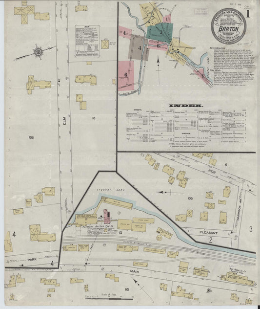 Sanborn Fire Insurance Map from Barton, Orleans County, Vermont (1912), Sheet #0001 - Complete Map Set gallery image, historic Sanborn map, vintage wall art, Vermont Vermont