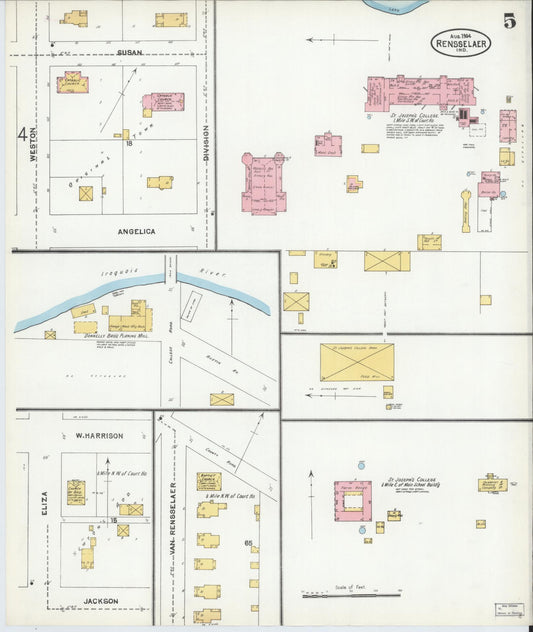 Sanborn Fire Insurance Map from Rensselaer, Jasper County, Indiana (1904), Sheet #0005 - Historic Sanborn Fire Insurance Map Print, vintage old map wall art, antique decor, genealogy gift, Indiana Indiana map