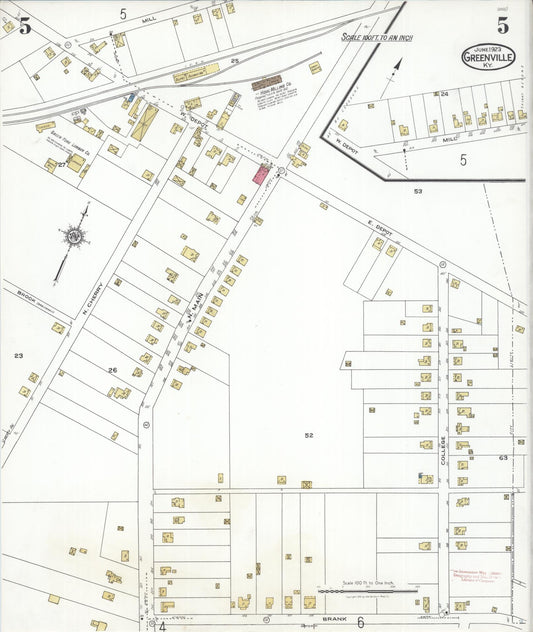 Sanborn Fire Insurance Map from Greenville, Muhlenberg County, Kentucky (1923), Sheet #0005 - Historic Sanborn Fire Insurance Map Print, vintage old map wall art, antique decor, genealogy gift, Kentucky Kentucky map