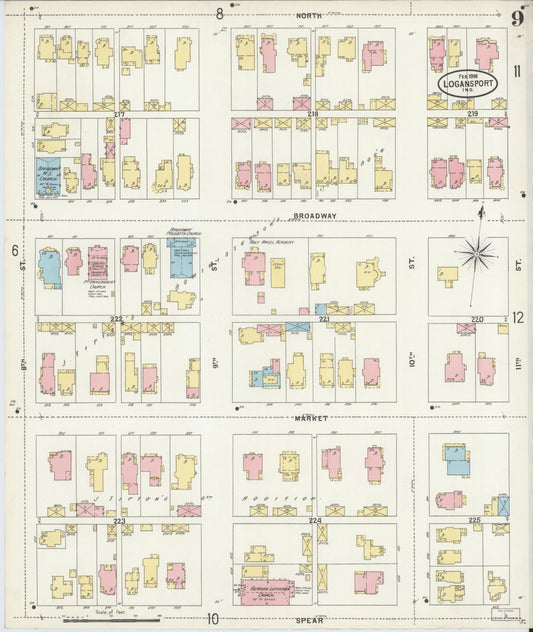 Sanborn Fire Insurance Map from Logansport, Cass County, Indiana (1898), Sheet #0009 - Historic Sanborn Fire Insurance Map Print, vintage old map wall art, antique decor, genealogy gift, Indiana Indiana map