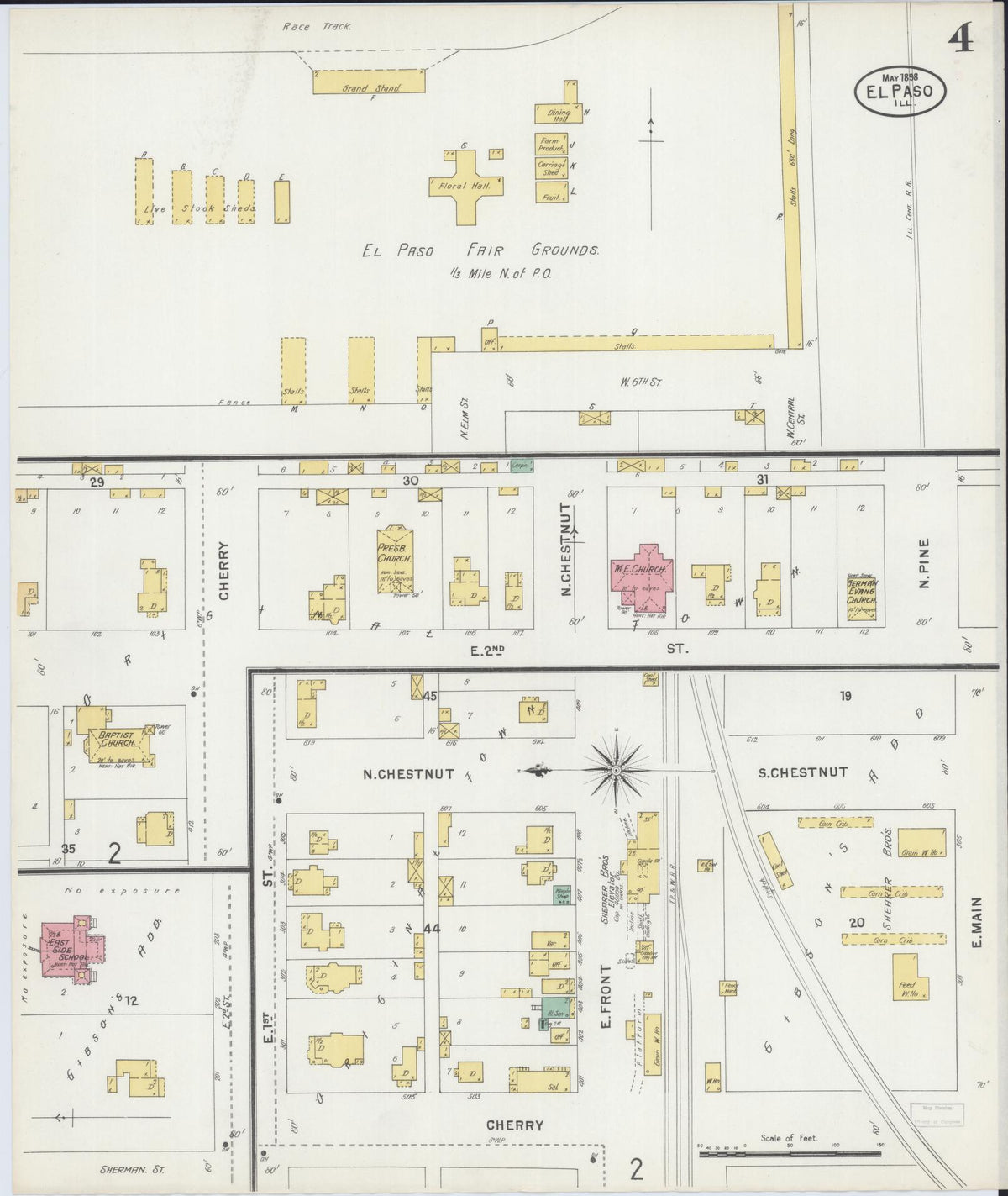 Sanborn Fire Insurance Map from El Paso, Woodford County, Illinois (1898), Sheet #0004 - Complete Map Set gallery image, historic Sanborn map, vintage wall art, Illinois Illinois