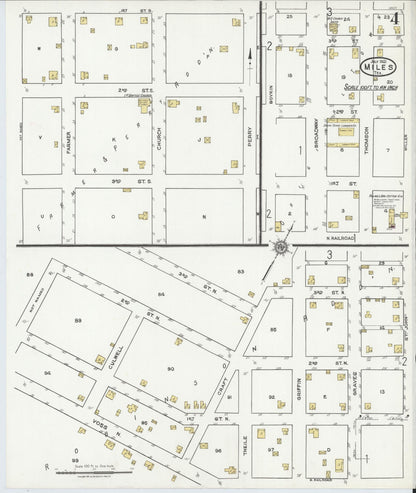 Sanborn Fire Insurance Map from Miles, Runnels County, Texas (1921), Sheet #0004 - Historic Sanborn Fire Insurance Map Print, vintage old map wall art, antique decor, genealogy gift, Texas Texas map