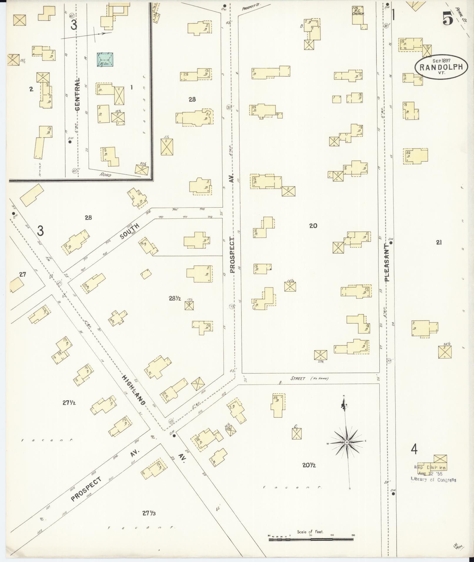 Sanborn Fire Insurance Map from Randolph, Orange County, Vermont (1897), Sheet #0005 - Complete Map Set gallery image, historic Sanborn map, vintage wall art, Vermont Vermont