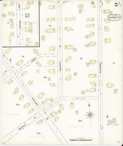 Sanborn Fire Insurance Map from Randolph, Orange County, Vermont (1897), Sheet #0005 - Complete Map Set gallery image, historic Sanborn map, vintage wall art, Vermont Vermont