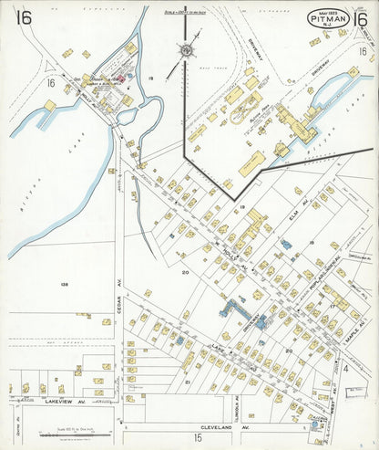 Sanborn Fire Insurance Map from Pitman, Gloucester County, New Jersey (1923), Sheet #0016 - Historic Sanborn Fire Insurance Map Print, vintage old map wall art, antique decor, genealogy gift, New Jersey New Jersey map