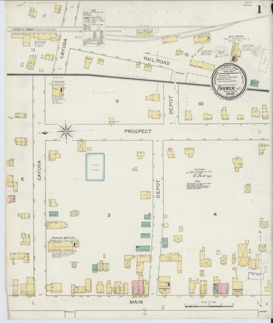 Sanborn Fire Insurance Map from Farmer, Seneca County, New York (1894), Sheet #0001 - Historic Sanborn Fire Insurance Map Print, vintage old map wall art, antique decor, genealogy gift, New York New York map
