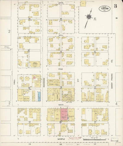 Sanborn Fire Insurance Map from Fortuna, Humboldt County, California (1911), Sheet #0003 - Complete Map Set gallery image, historic Sanborn map, vintage wall art, California California