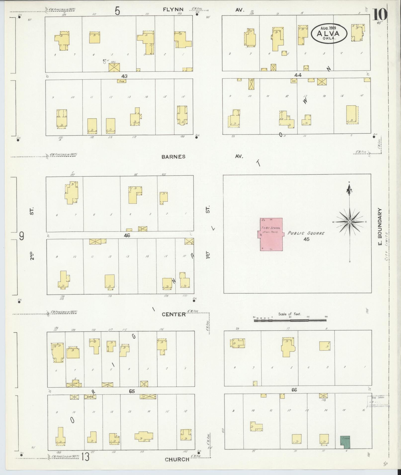 Sanborn Fire Insurance Map from Alva, Woods County, Oklahoma (1909), Sheet #0010 - Historic Sanborn Fire Insurance Map Print, vintage old map wall art, antique decor, genealogy gift, Oklahoma Oklahoma map