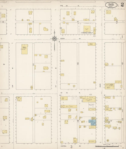 Sanborn Fire Insurance Map from Omak, Okanogan County, Washington (1915), Sheet #0002 - Complete Map Set gallery image, historic Sanborn map, vintage wall art, Washington Washington