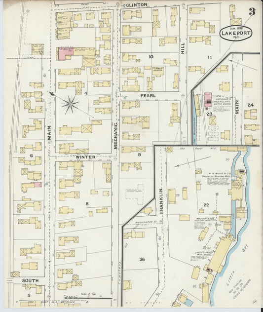 Sanborn Fire Insurance Map from Lakeport, Belknap County, New Hampshire (1892), Sheet #0003 - Historic Sanborn Fire Insurance Map Print, vintage old map wall art, antique decor, genealogy gift, New Hampshire New Hampshire map