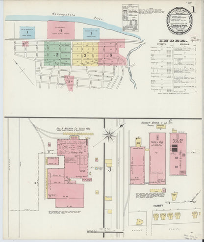 Sanborn Fire Insurance Map from Charleroi, Washington County, Pennsylvania (1897), Sheet #0001 - Complete Map Set gallery image, historic Sanborn map, vintage wall art, Pennsylvania Pennsylvania