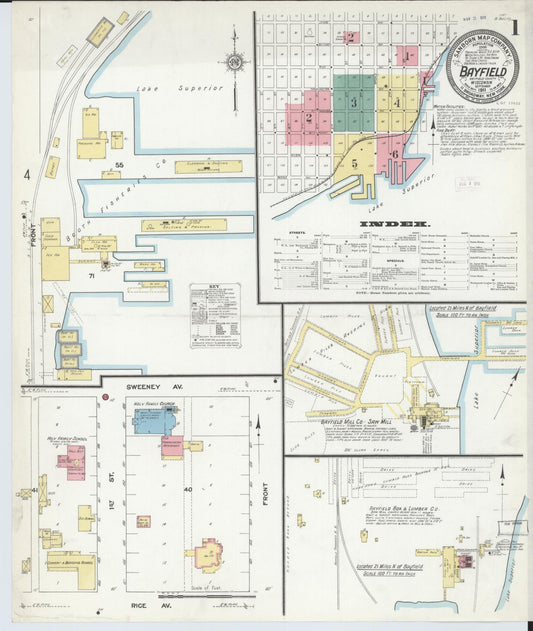 Sanborn Fire Insurance Map from Bayfield, Bayfield County, Wisconsin (1911), Sheet #0001 - Historic Sanborn Fire Insurance Map Print, vintage old map wall art, antique decor, genealogy gift, Wisconsin Wisconsin map