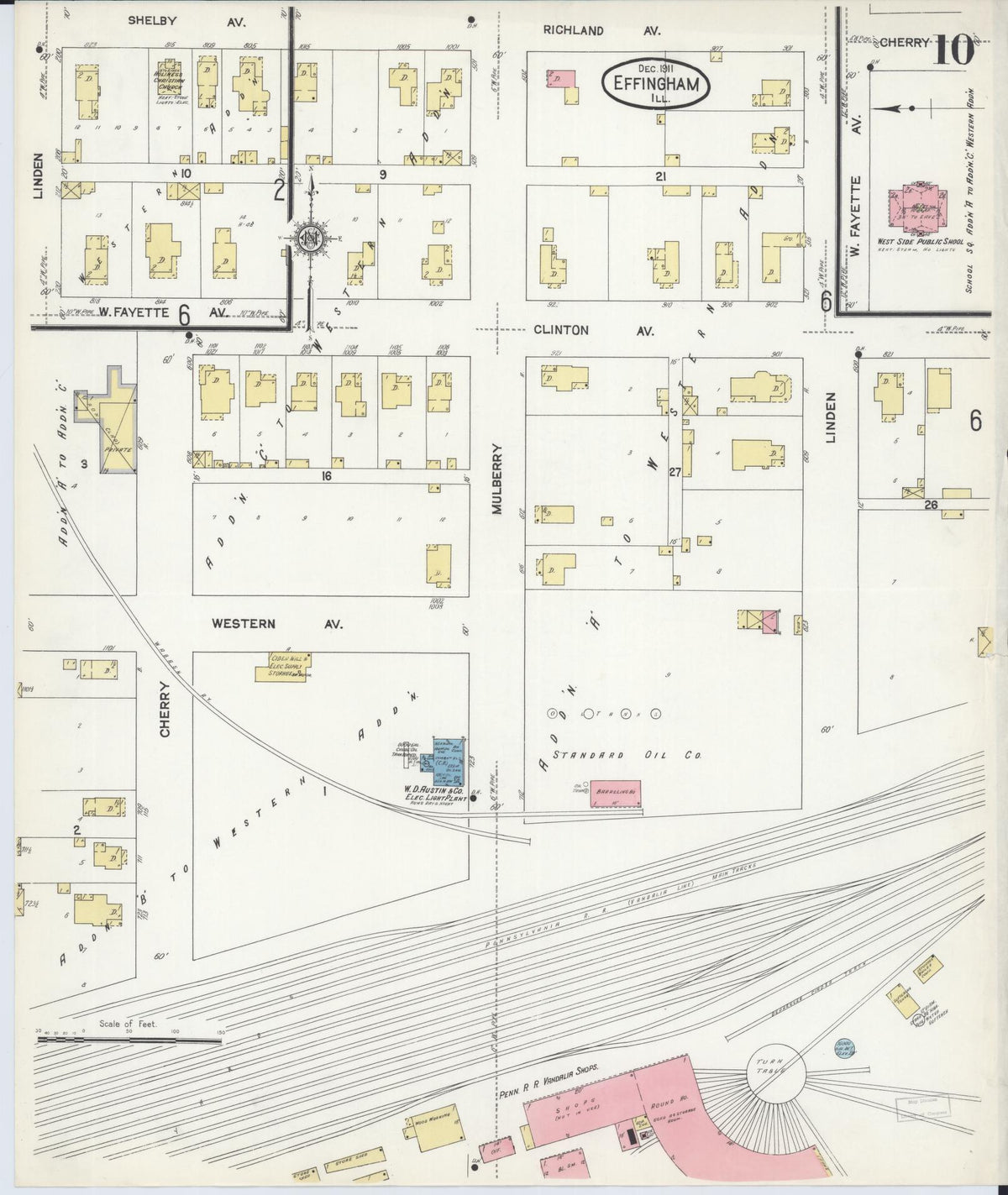 Sanborn Fire Insurance Map from Effingham, Effingham County, Illinois (1911), Sheet #0010 - Complete Map Set gallery image, historic Sanborn map, vintage wall art, Illinois Illinois