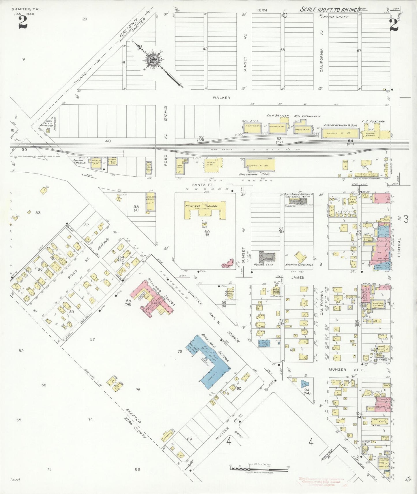 Sanborn Fire Insurance Map from Shafter, Kern County, California (1940), Sheet #0002 - Complete Map Set gallery image, historic Sanborn map, vintage wall art, California California