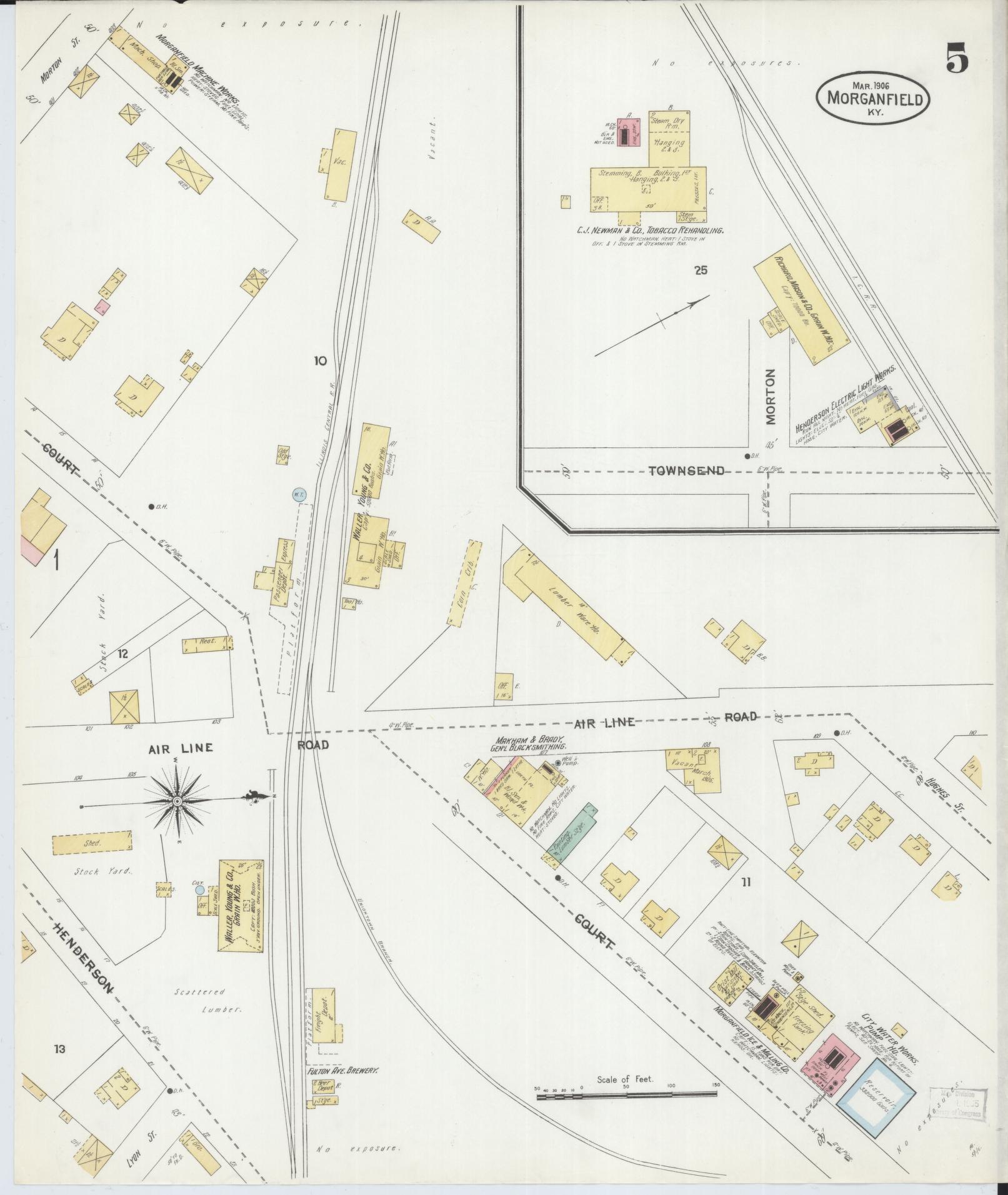 Sanborn Fire Insurance Map from Morganfield, Union County, Kentucky (1906), Sheet #0005 - Complete Map Set gallery image, historic Sanborn map, vintage wall art, Kentucky Kentucky