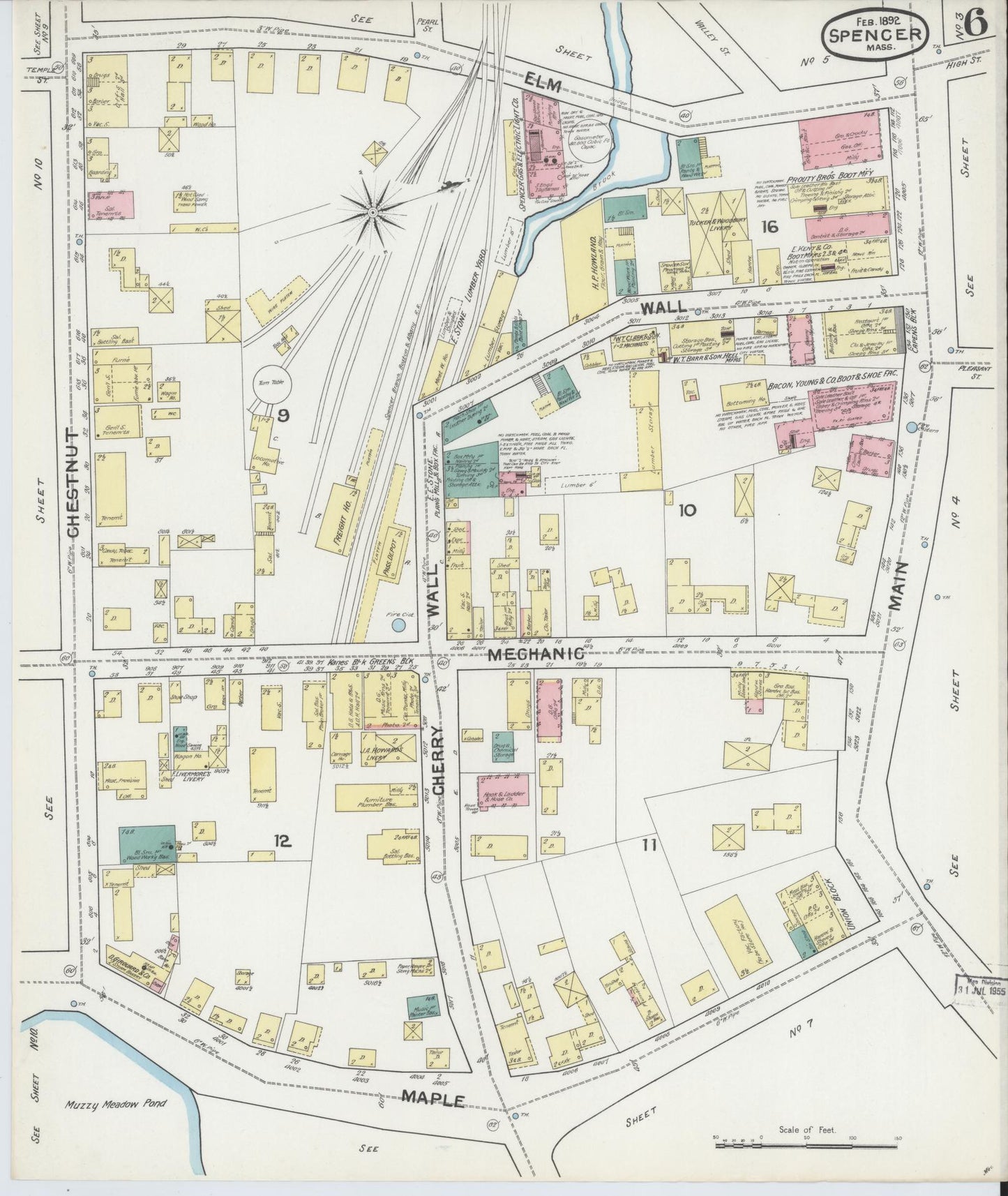 Sanborn Fire Insurance Map from Spencer, Worcester County, Massachusetts (1892), Sheet #0006 - Complete Map Set gallery image, historic Sanborn map, vintage wall art, Massachusetts Massachusetts