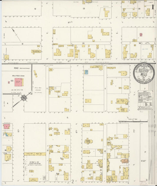 Sanborn Fire Insurance Map from Wells, Elko County, Nevada (1914), Sheet #0001 - Complete Map Set gallery image, historic Sanborn map, vintage wall art, Nevada Nevada