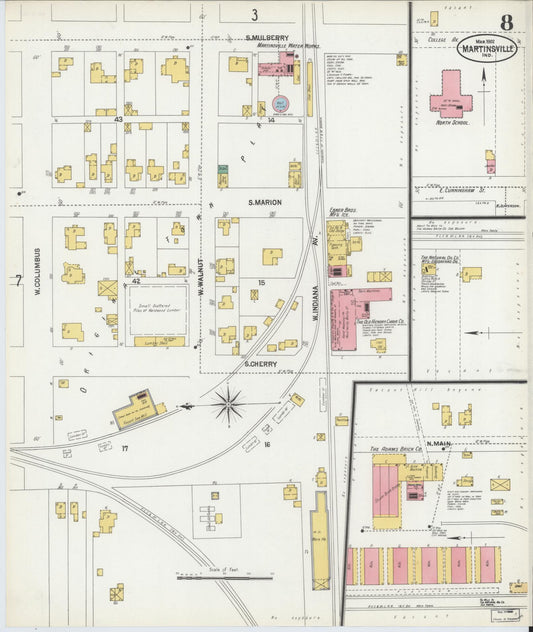 Sanborn Fire Insurance Map from Martinsville, Morgan County, Indiana (1902), Sheet #0008 - Historic Sanborn Fire Insurance Map Print, vintage old map wall art, antique decor, genealogy gift, Indiana Indiana map