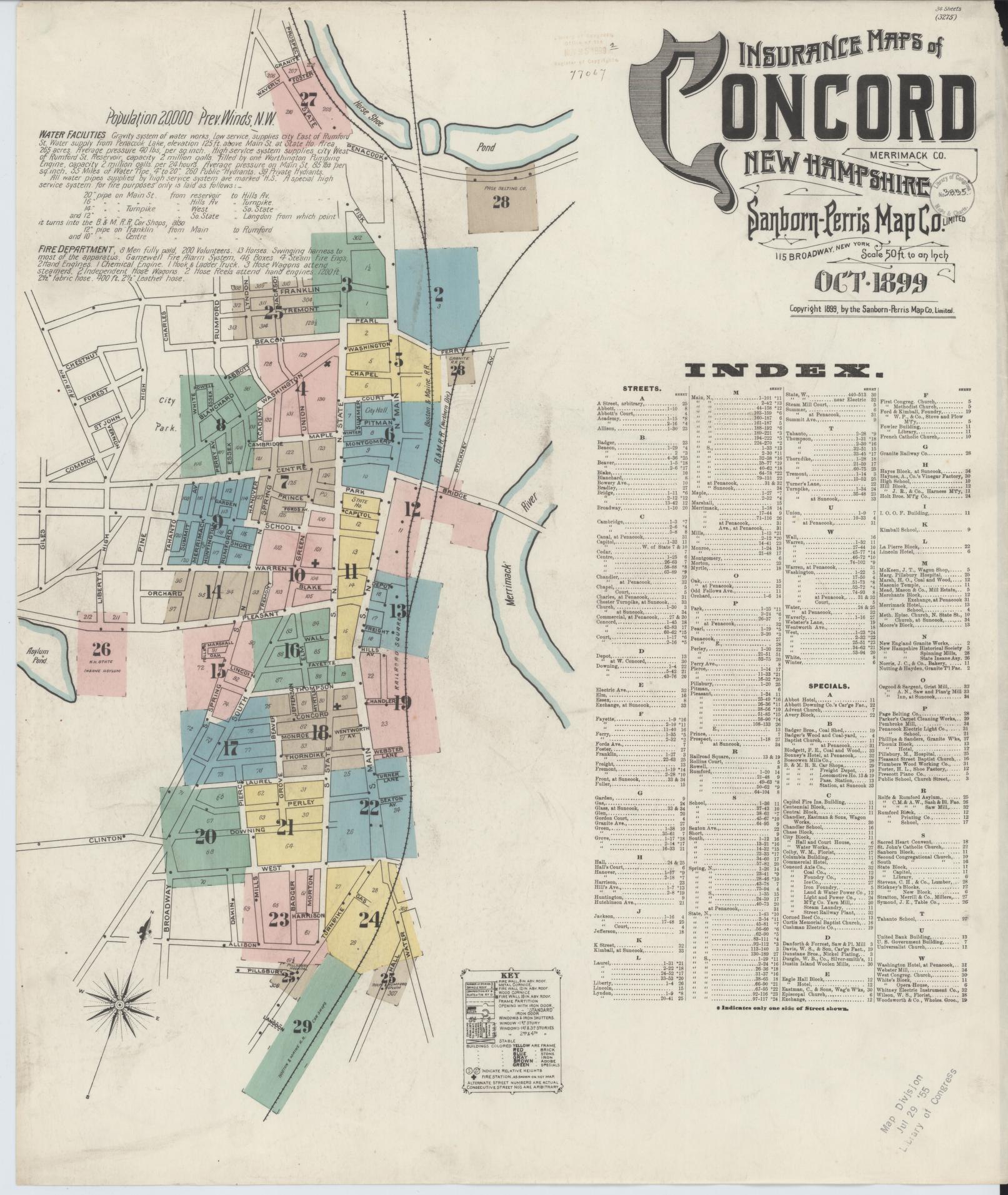 Sanborn Fire Insurance Map from Concord, Merrimack County, New Hampshire. (1899) – Historic Sanborn Fire Insurance Map Print