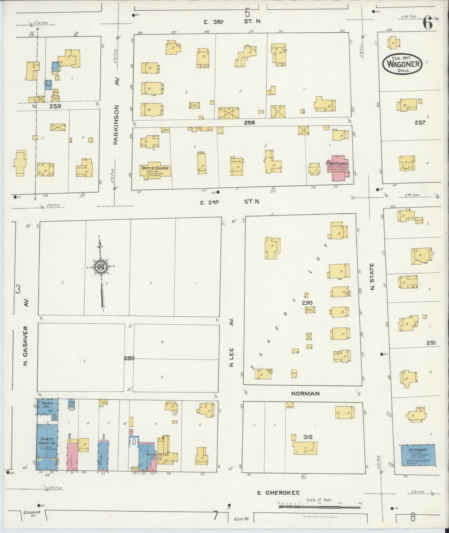 Sanborn Fire Insurance Map from Wagoner, Wagoner County, Oklahoma (1917), Sheet #0006 - Complete Map Set gallery image, historic Sanborn map, vintage wall art, Oklahoma Oklahoma