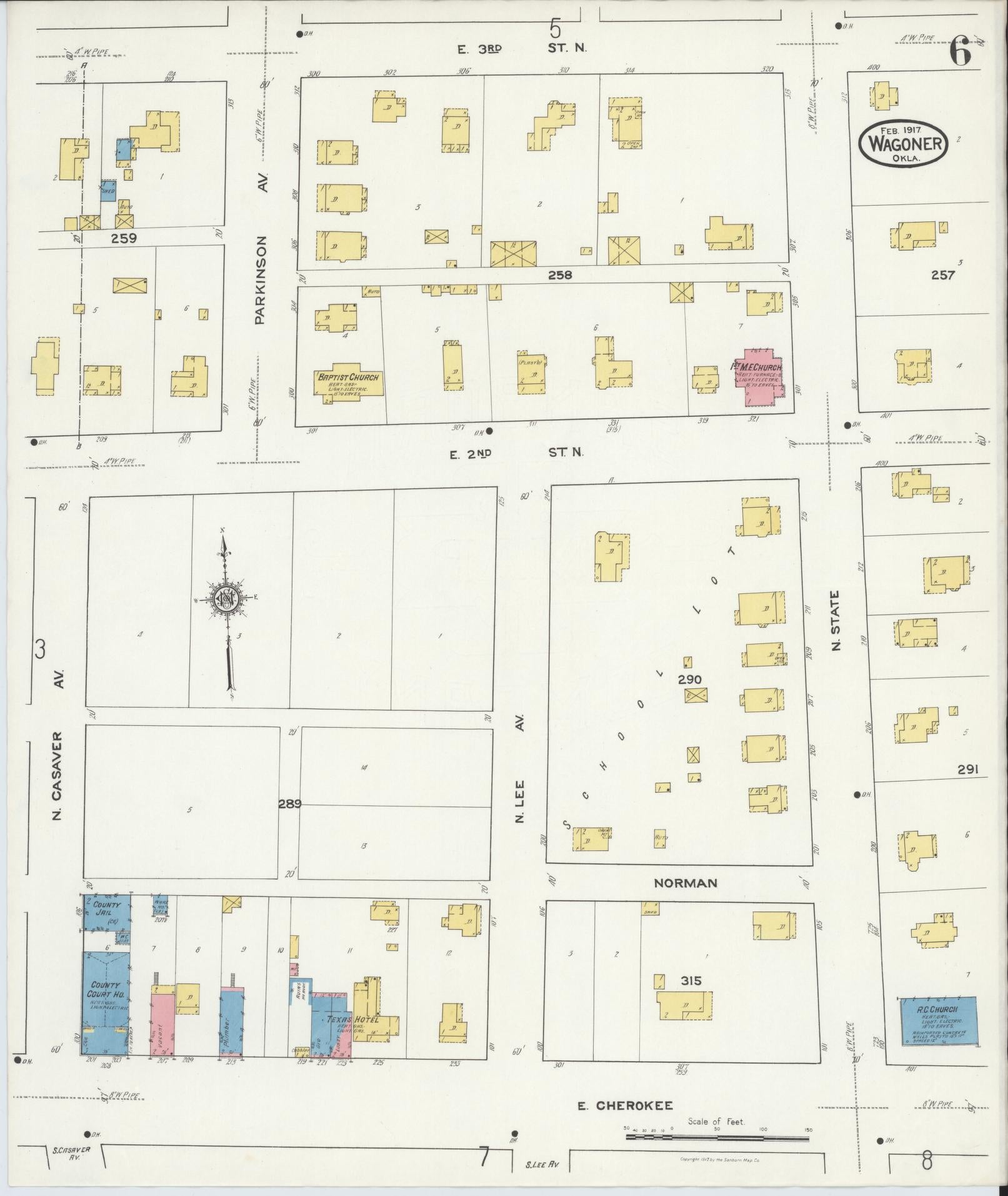 Sanborn Fire Insurance Map from Wagoner, Wagoner County, Oklahoma (1917), Sheet #0006 - Complete Map Set gallery image, historic Sanborn map, vintage wall art, Oklahoma Oklahoma