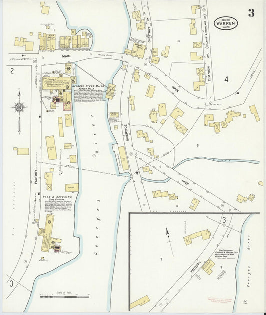 Sanborn Fire Insurance Map from Warren, Knox County, Maine (1911), Sheet #0003 - Historic Sanborn Fire Insurance Map Print, vintage old map wall art, antique decor, genealogy gift, Maine Maine map