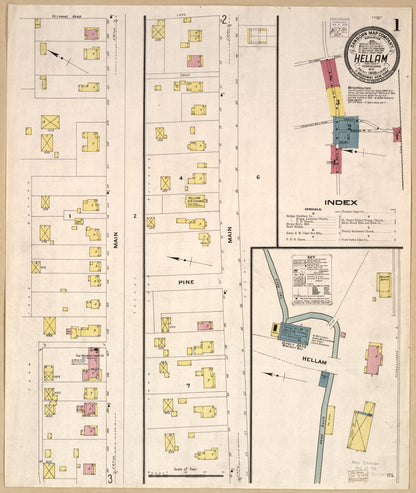 Sanborn Fire Insurance Map from Hellam, York County, Pennsylvania (1908), Sheet #0001 - Historic Sanborn Fire Insurance Map Print, vintage old map wall art, antique decor, genealogy gift, Pennsylvania Pennsylvania map