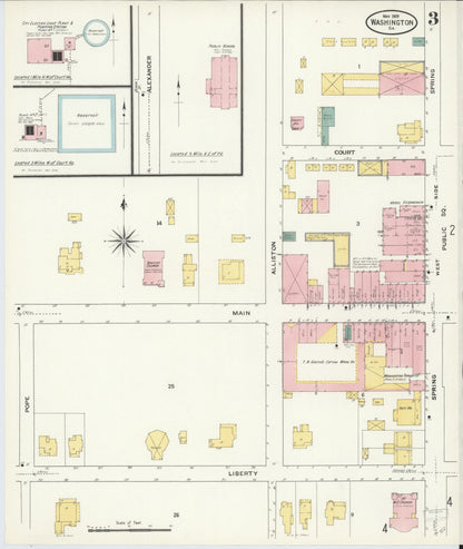 Sanborn Fire Insurance Map from Washington, Wilkes County, Georgia (1909), Sheet #0003 - Complete Map Set gallery image, historic Sanborn map, vintage wall art, Georgia Georgia