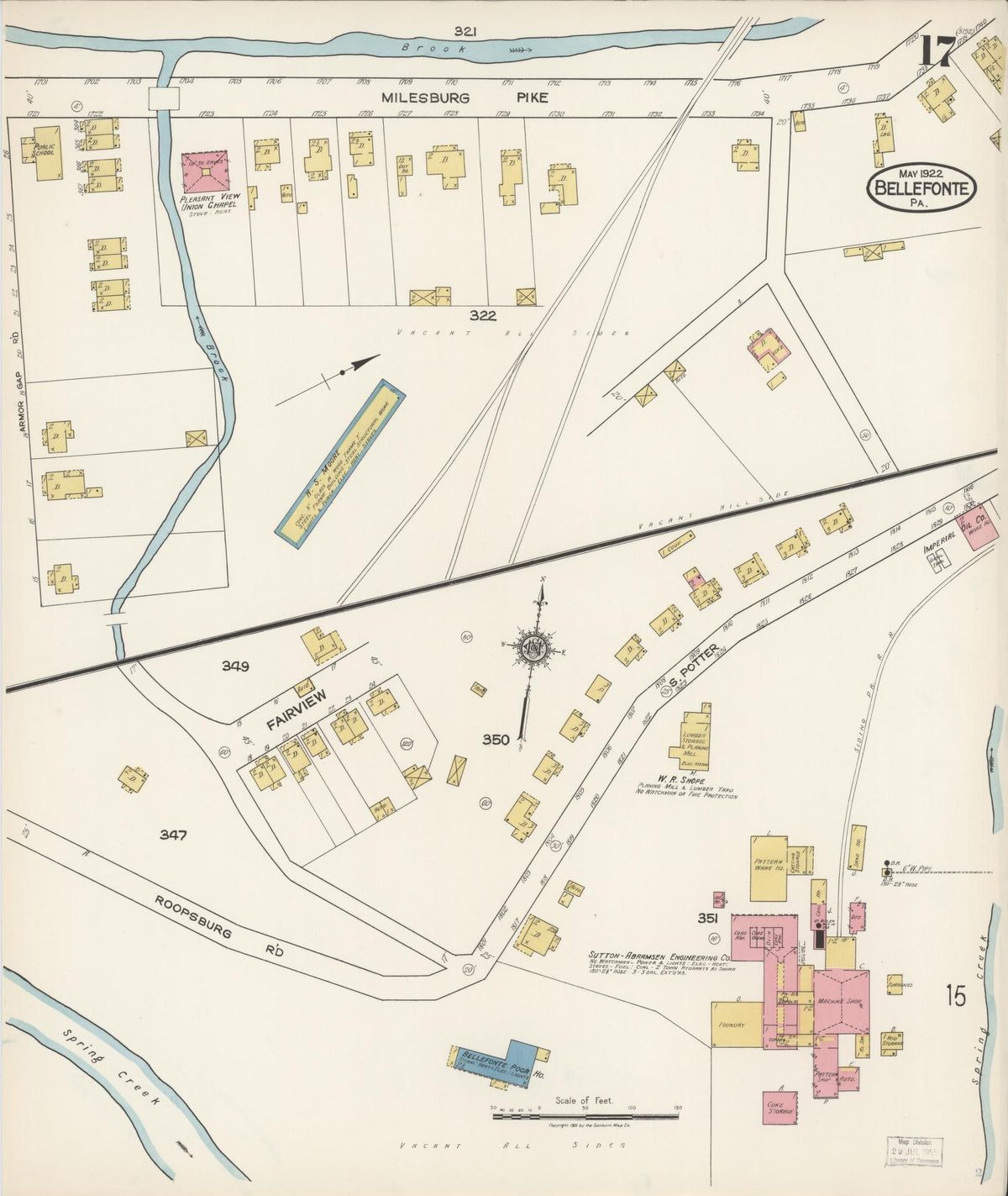 Sanborn Fire Insurance Map from Bellefonte, Centre County, Pennsylvania (1922), Sheet #0017 - Complete Map Set gallery image, historic Sanborn map, vintage wall art, Pennsylvania Pennsylvania