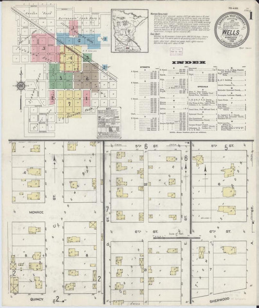 Sanborn Fire Insurance Map from Wells, Faribault County, Minnesota. (1914) – Map View